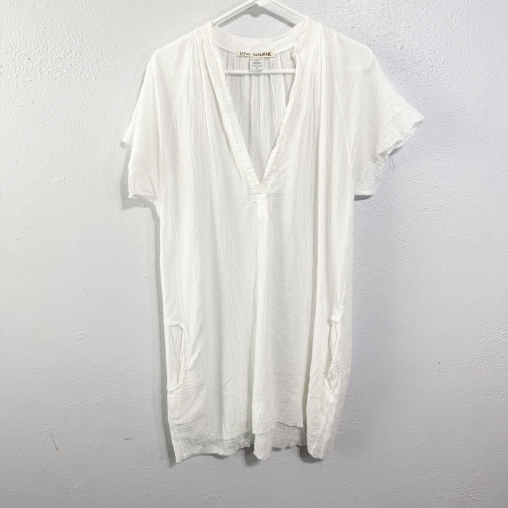 Love Tanjane peasant  Women's Swim Coverup - White xs cotton